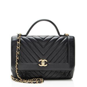 Chanel Chevron Calfskin Timeless Flap Top Handle